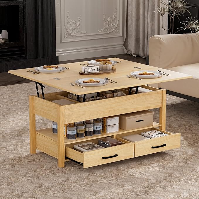 SYESWAY 42'' Lift Top Coffee Table, 4-in-1 Multifunctional Lift Coffee Table