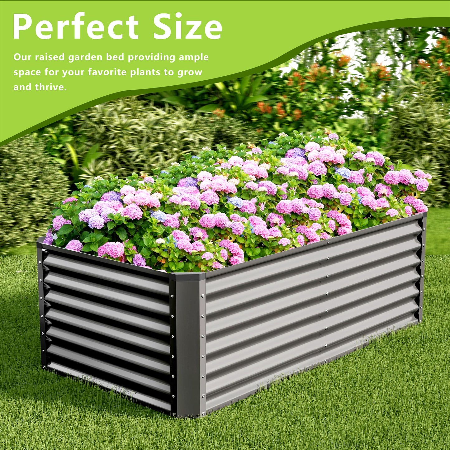 Ayen Guard 6x3x2FT Galvanized Raised Garden Bed,Galvanized Planter Boxes Outdoor, Large Metal Raised Garden Beds for Vegetables-Grey