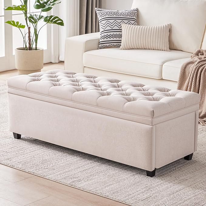 Mangodan 50" Storage Ottoman Bench, Tufted Ottoman