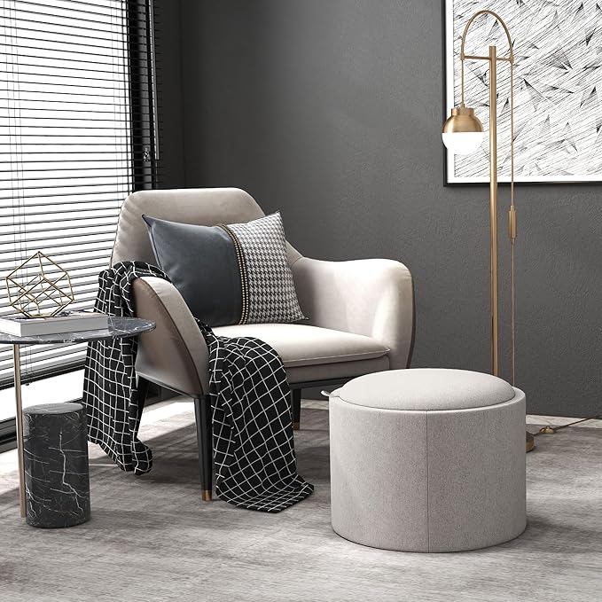 HOMCOM Round Storage Ottoman