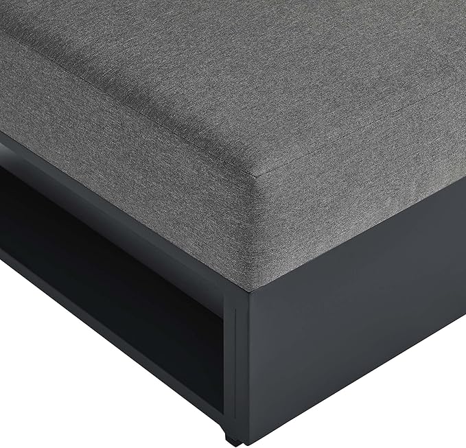 Modway Tahoe Aluminum Armless Patio Gray Charcoal Modular Weather-Resistant