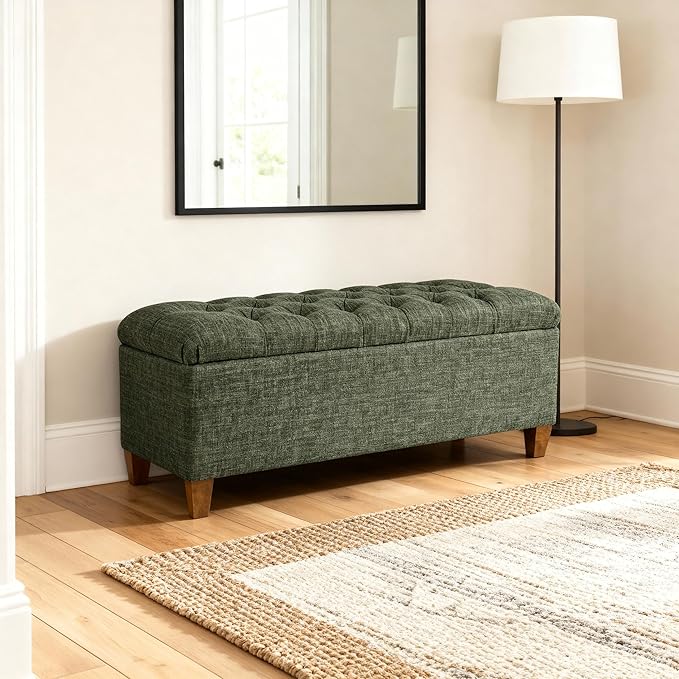 Homepop Home Decor Tufted Ainsley Button Storage Ottoman Bench