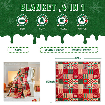 Nord ECO Christmas Throw Blanket, Christmas Decorations Gifts for Women, Sherpa Flannel Fleece Winter Holiday Blanket, Fluffy Cozy Soft Christams Throws for Couch Sofa Bed, ChristamsRhombus, 50" X 60"