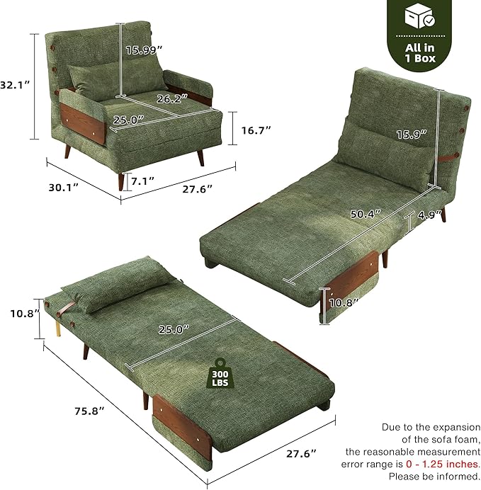 JASIWAY Convertible Sleeper Chair Bed