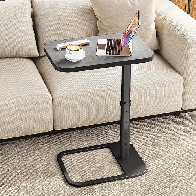 Kitstorack TV Tray Table, Adjustable Height & Rounded Metal Corners, Snack Table