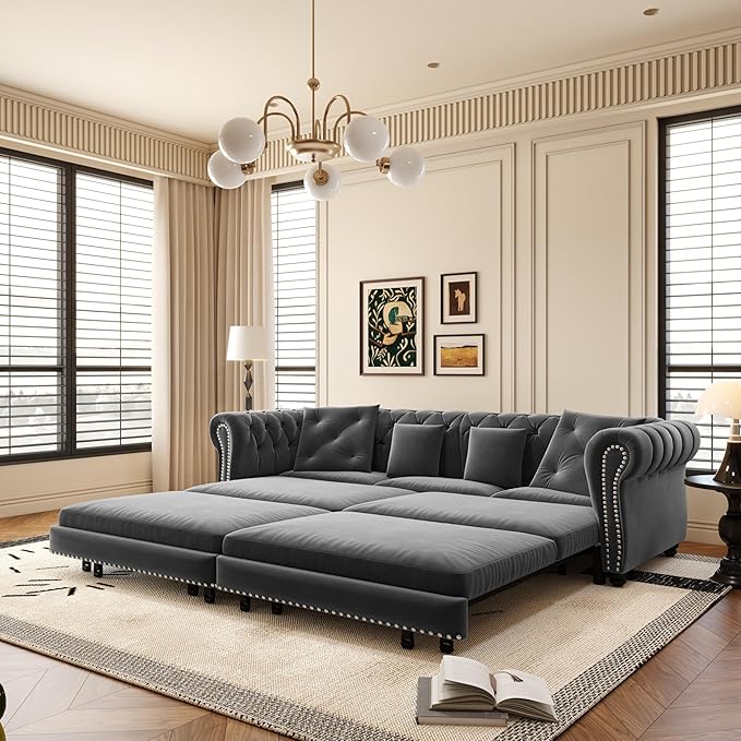 89" Velvet Pull Out Sofa Bed