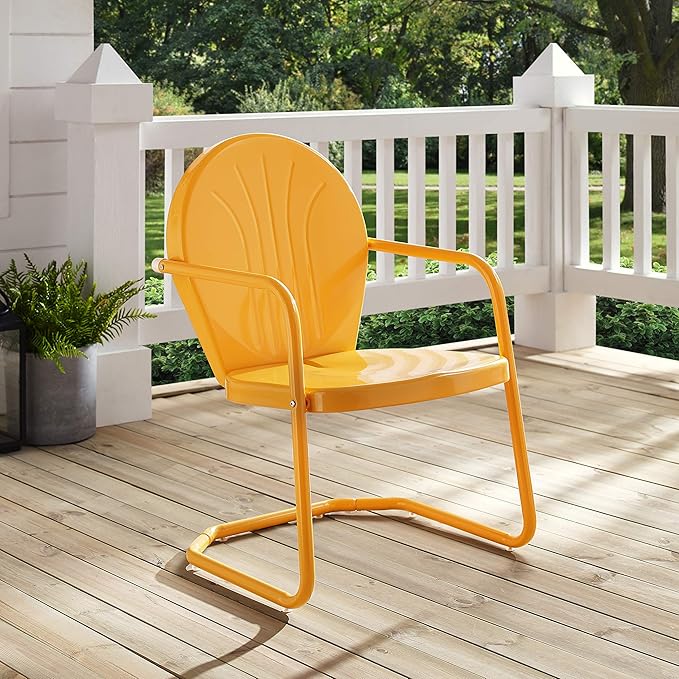 Crosley Furniture Griffith Outdoor Chair, Retro Metal Patio Chairs