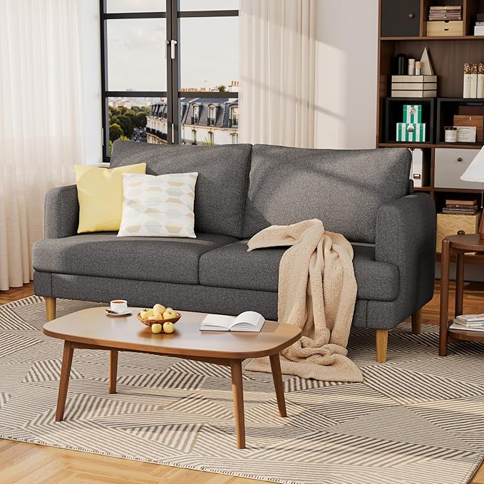 70" Modern Loveseat Sofa with USB Type-C Ports, Linen Fabric 2-Seater Deep Seat