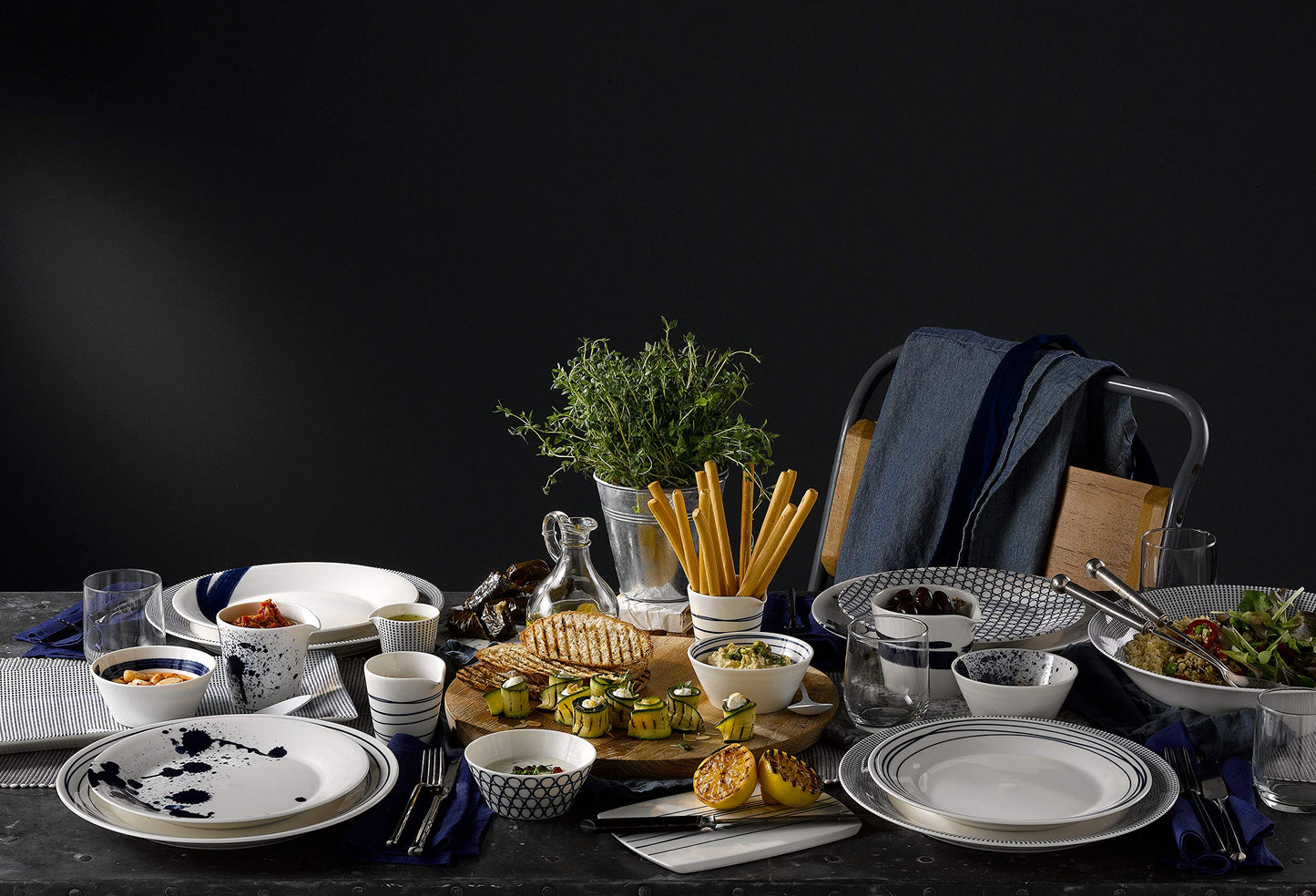 Royal Doulton Pacific Mixed Patterns Cheese Boards, 7.9", Blue/White, Set of 4