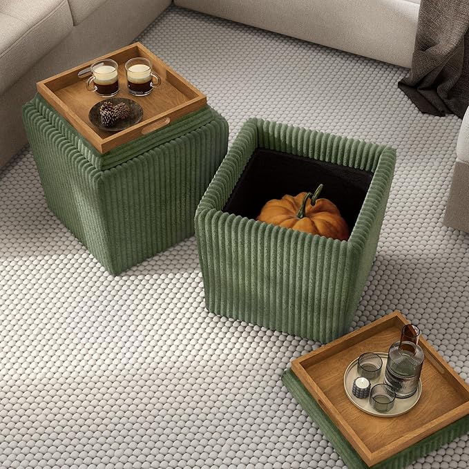 Furniture of America Lennox Modern Chenille 17-inch Square Storage Ottoman