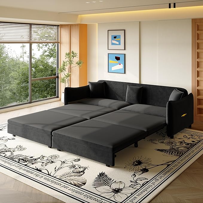 KEIKI 81.9" Sleeper Sofa, 3-in-1 Pull Out Couch Bed
