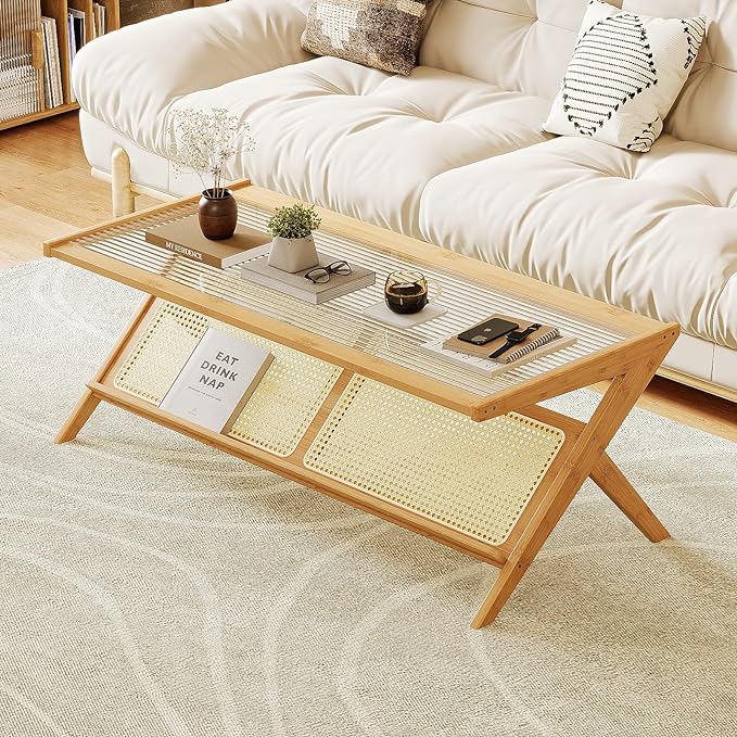Bamworld Rattan Coffee Table Mid-Century Modern Coffee Table BambooTable