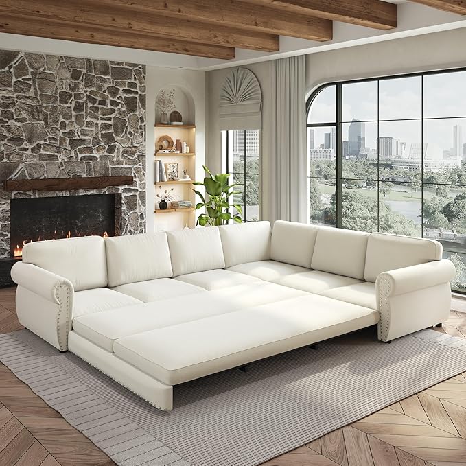 118" L-Shaped Sleeper Couch Bed