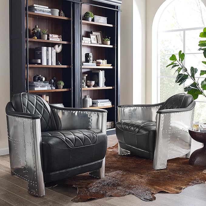 Art Leon Genuine Leather Accent Chairs