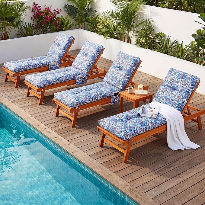 Kigley Outdoor 2 Pcs Chaise Lounge Cushions