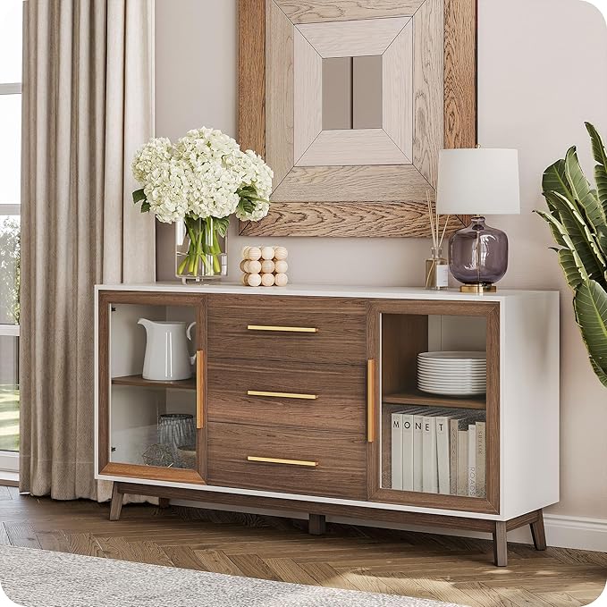 BELLEZE Set of 2 Sideboard Buffet, 60‘’ Console Table