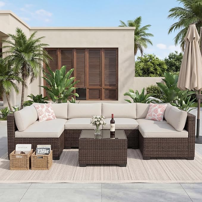 7-Piece Outdoor Sectional Furniture Set, Patio Furniture Sets
