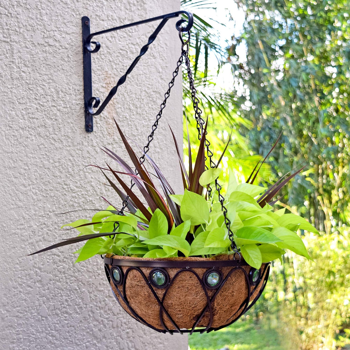 Arcadia Emerald Series Round Hanging Basket Planters, 14-Inch