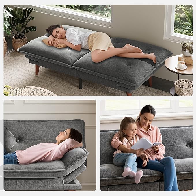 LINSY HOME Futon Sofa Bed, 3 in 1 Convertible Comfy Loveseat Sleeper Sofa Bed