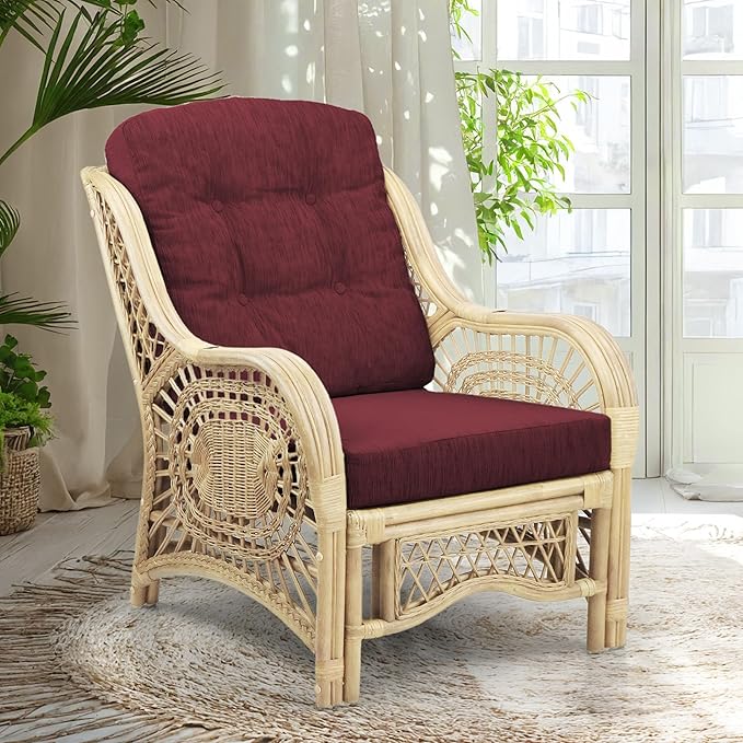 Malibu Lounge Living Accent Armchair Natural Rattan Wicker Handmade Design