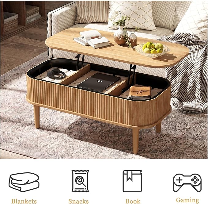 Fluted Lift Top Coffee Table