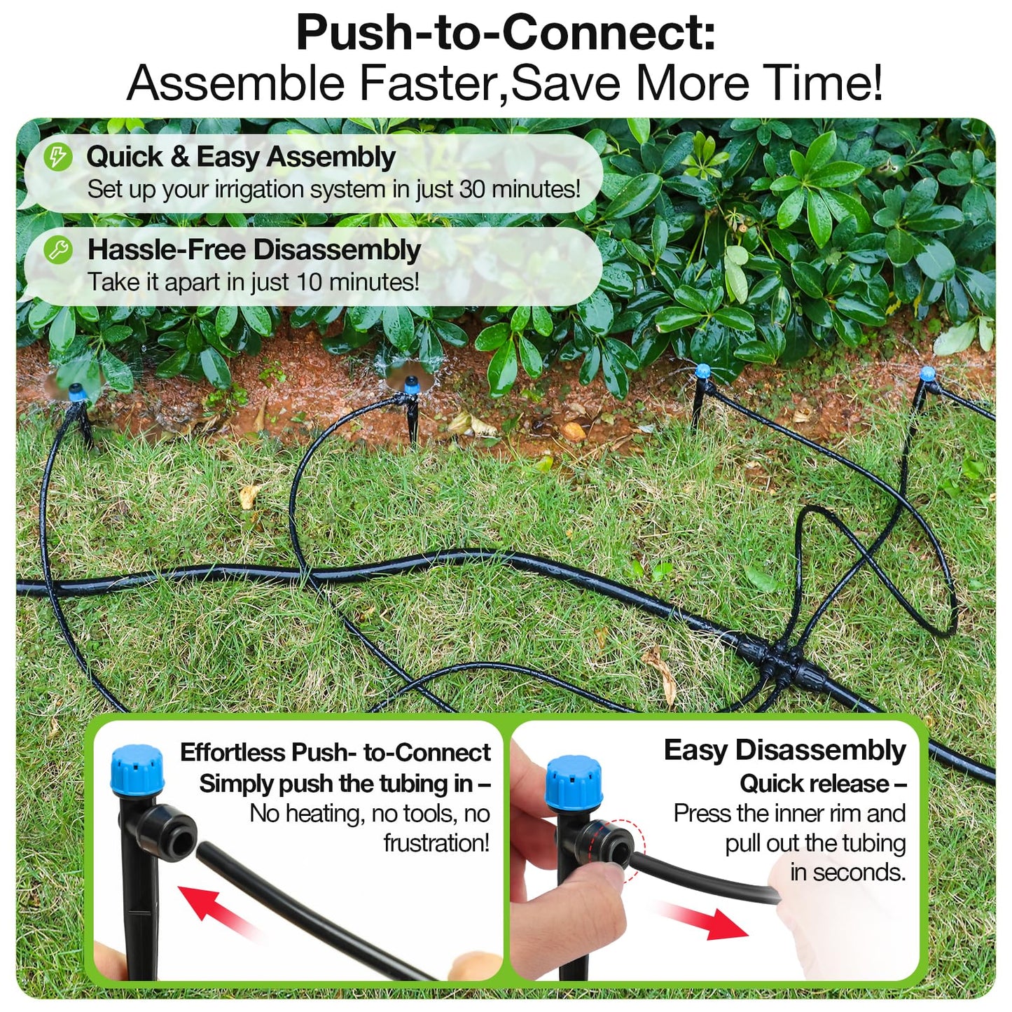 MIXC Quick Connector Drip Emitters for 1/4" Tubing, Adjustable Flow, 360° Fan-Shaped Sprayer (Drip Emitter Stream, 40 Packs)