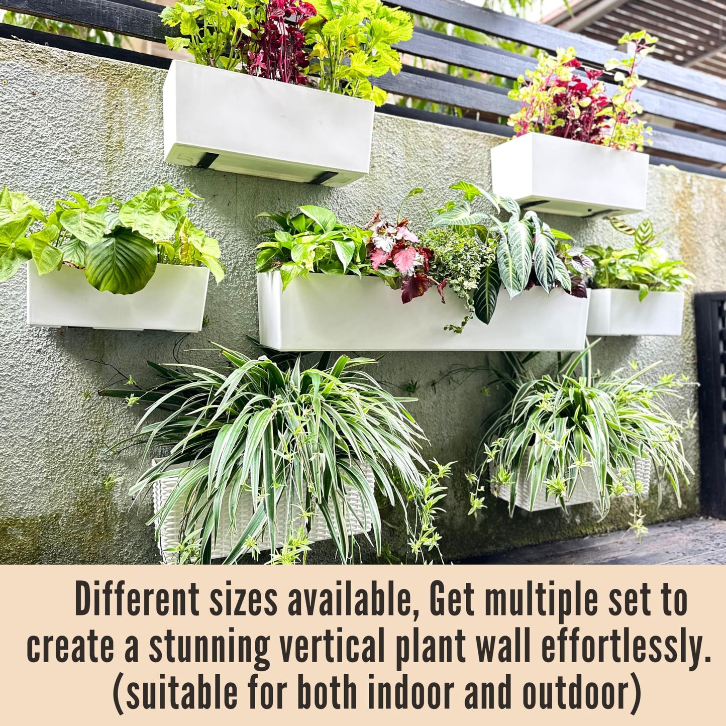 LaLaGreen Planter Boxes Outdoor (40 Inch, 1 Pack) Rectangular Self Watering System Window Flower Boxes with Bracket, Large White Planters Vertical Plant Container Hanging Wall Mount Indoor Succulents