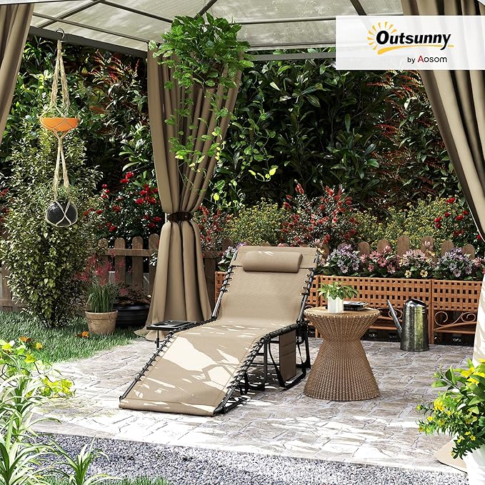 Outsunny Folding Chaise Lounge Chair Outdoor Tanning Chair