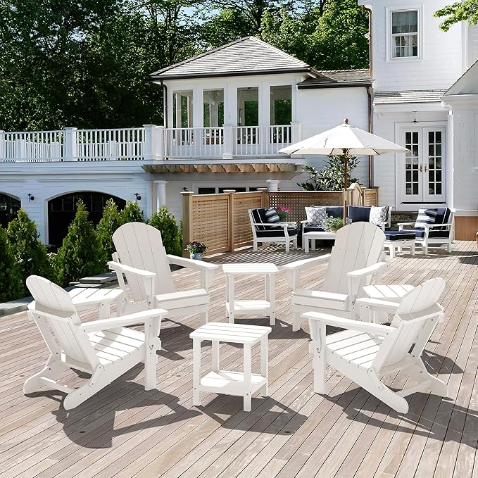 SERWALL Double Adirondack Side Table Set of 4, End Table- White