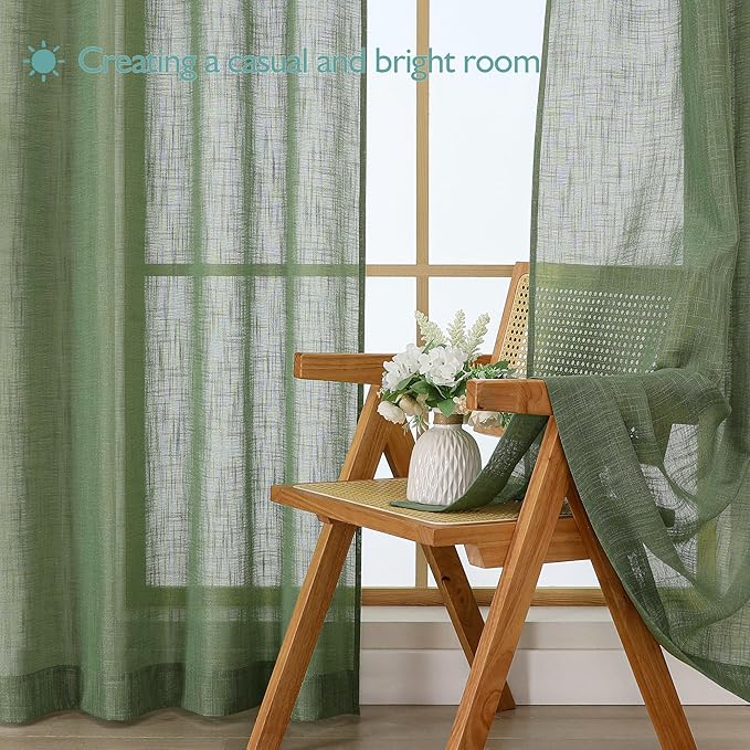 Chyhomenyc Semi Sheer Curtains 63 Inch Length 2 Panels