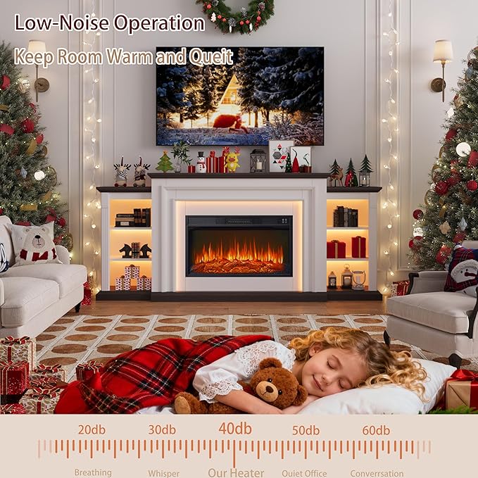 80" LED Lights Electric Fireplace