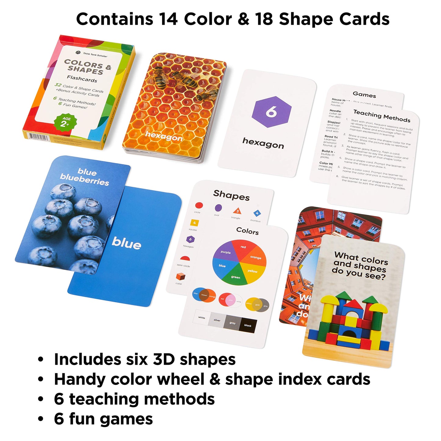Award-Winning Colors & Shapes Flash Cards for Kids Ages 2-8 – 36 Durable Cards with Real Pictures – Learn Colors, Shapes & Categorization – Preschool, Kindergarten, Homeschool & Classroom