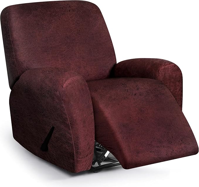 ANARACHON Leather Look Recliner Chair Covers, 4-Pieces Stretch Recliner Cover