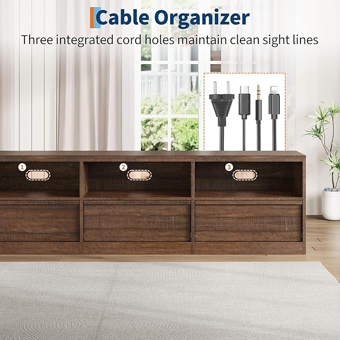 GarveeHome 70 in TV Stand for TVs up to 85 in, Mid Century Modern Entertainment