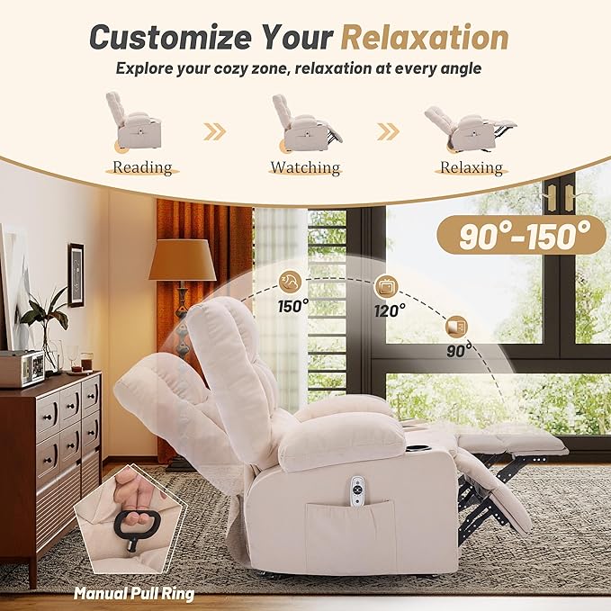 Rocker Recliner Chair with Massage and Heat, Nursery Rocking Chairs