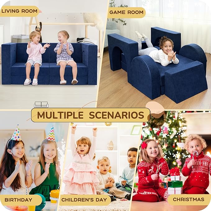 Fvkind 10 Pcs Modular Kids Play Couch, Foam Kids Play Couch