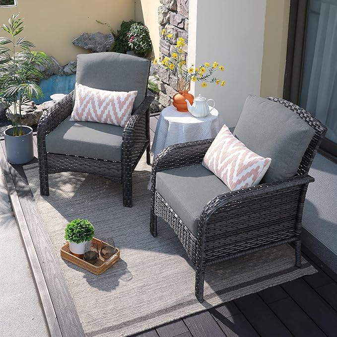 ovios 2-Piece Patio Furniture Set, Outdoor Wicker Sofa
