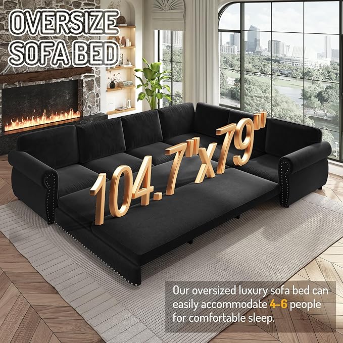 118" L-Shaped Sleeper Couch Bed
