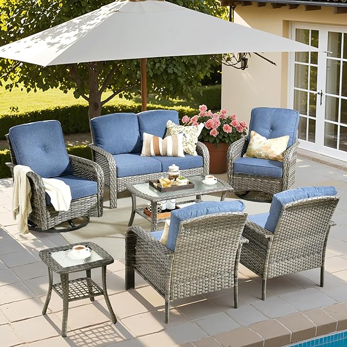 ovios 7-Piece Patio Furniture Set, Outdoor Wicker Sofa