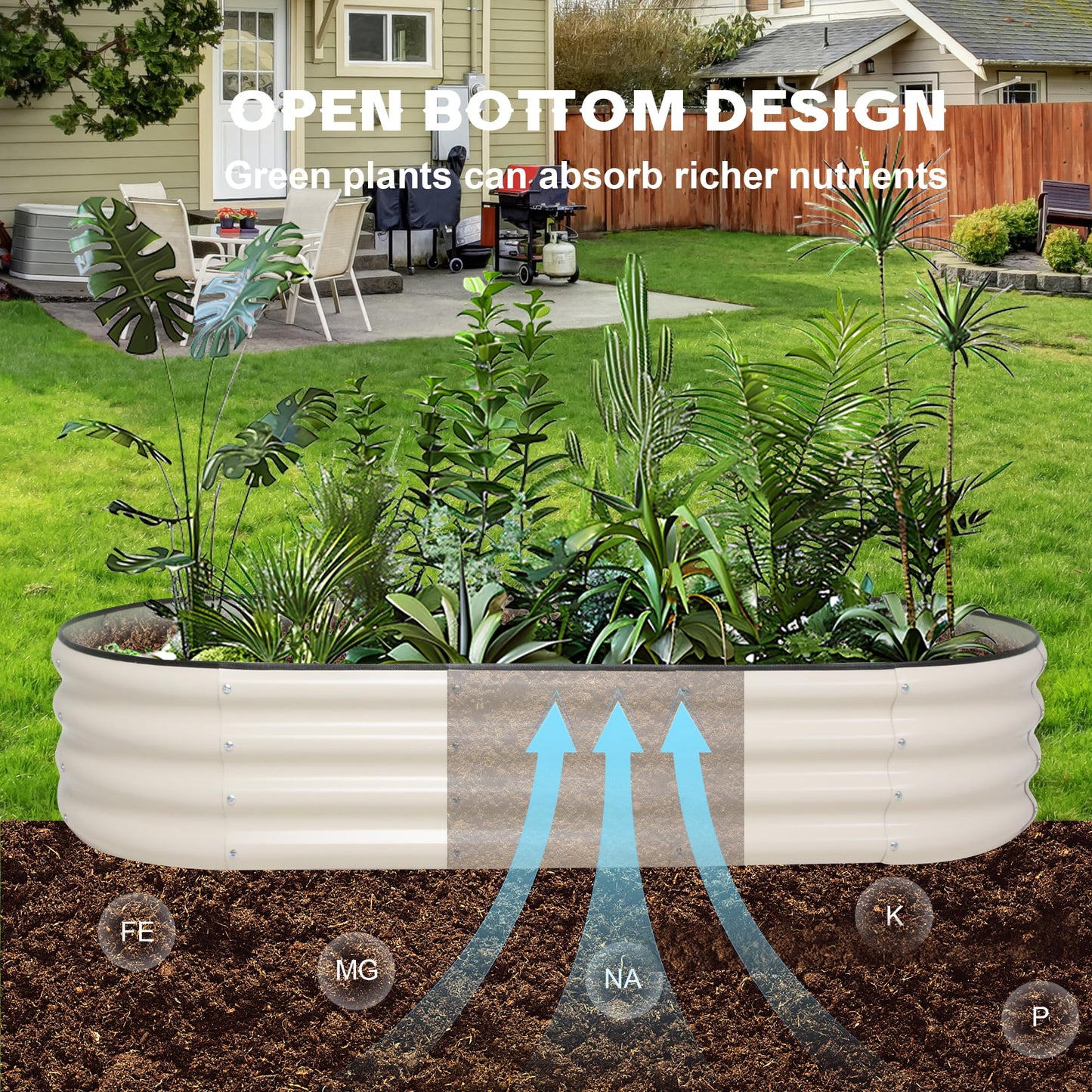 ToBoom Galvanized Raised Garden Bed Kit Outdoor Metal Garden Planter Box for Backyard Gardening, Planting Vegetables, and Patio (59"x23.6"x11.8")