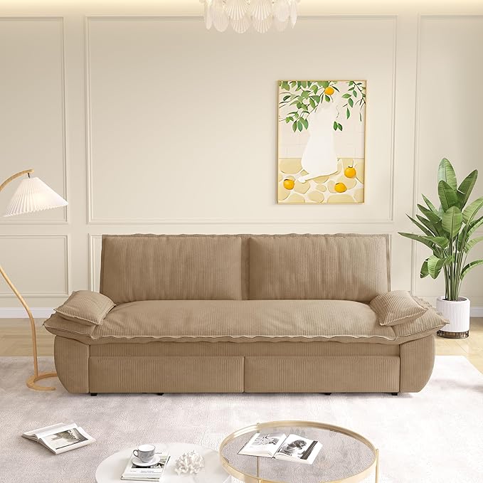 KEIKI 73.2" Luxury Queen Sleeper Sofa Bed, 3-in-1 Convertible Pull Out Couch