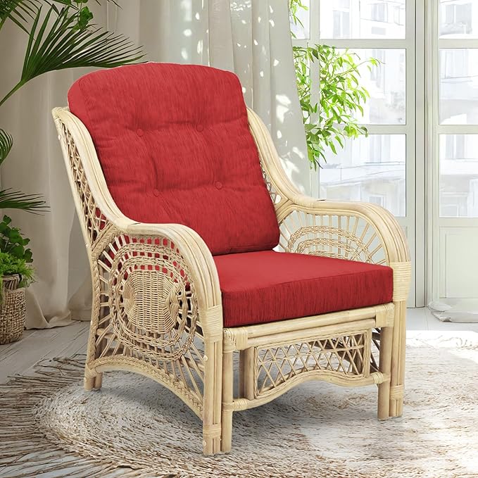 Malibu Lounge Living Accent Armchair Natural Rattan Wicker Handmade Design