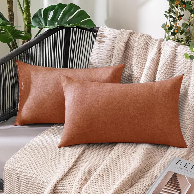 MIULEE Pack of 2 Decorative Outdoor Solid Waterproof Throw Pillow Covers Faux