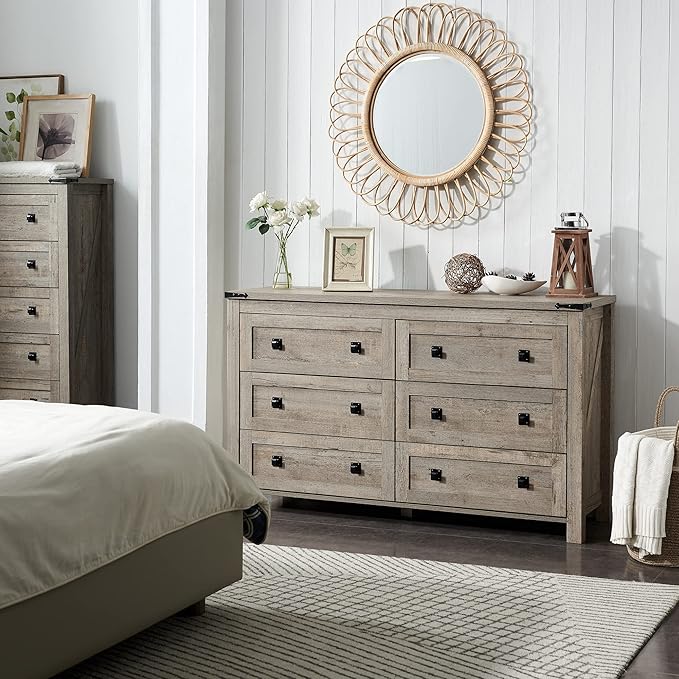T4TREAM Farmhouse 6 Drawers Dresser