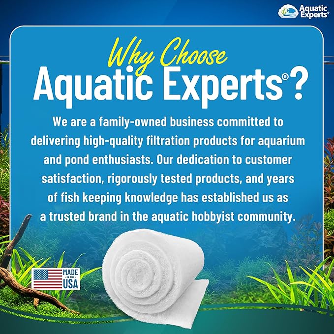 Aquatic Experts Aquarium Filter Floss for Fish Tank Filters - FilterFirst Aquarium Filter Pad - Media Roll for Crystal Clear Water, 3/4" - 1" Thick (12 Inch Wide, 12 Feet Long)