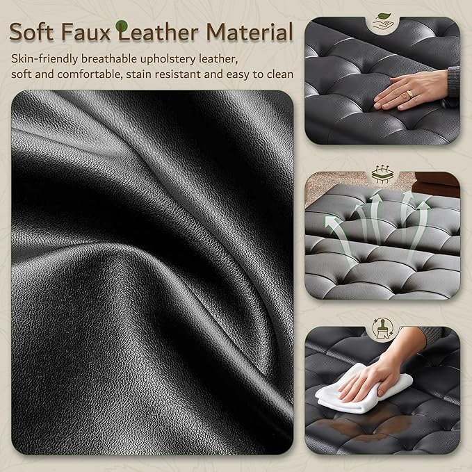 LINLUX Extra Large Leather Storage Ottoman, 35.5 Inch Large Square Lift Top