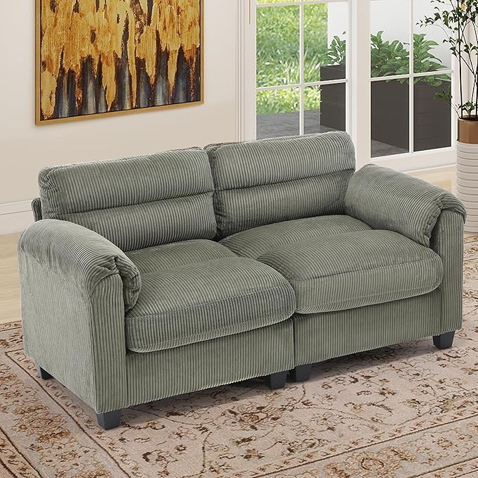 HAOMARKETS Corduroy Sofa Set, Upholstered Loveseat