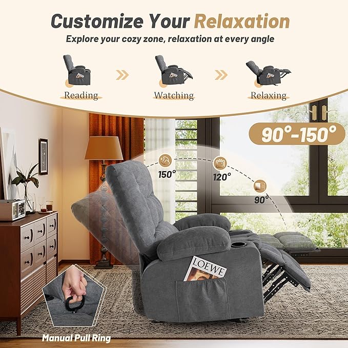Rocker Recliner Chair with Massage and Heat, Nursery Rocking Chairs