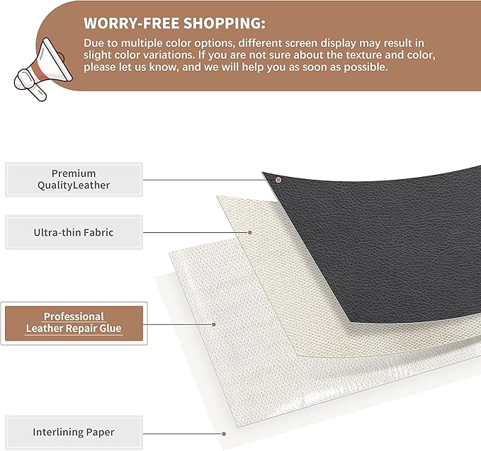 ONine Leather Repair Patch, Self-Adhesive Couch Patch，Multicolor Available