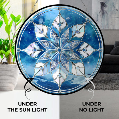 HYPESTYLE Christmas Snowflake Suncatcher Stained Glass Window Hanging by Clare Donovans Sun Catchers Colorful Ornament Gifts for Women Mom Wife Christmas Halloween Housewarming